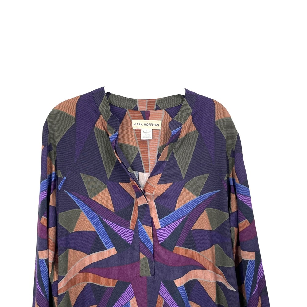 MARA HOFFMAN Compass‎ geometric kaleidoscope print dress Size L artsy boho - Picture 3 of 8